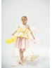 Pink And Yellow Taffeta Slit Back Flower Girl Dress